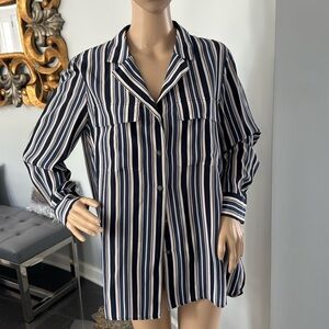 Lafayette 148 Striped Silk Blouse